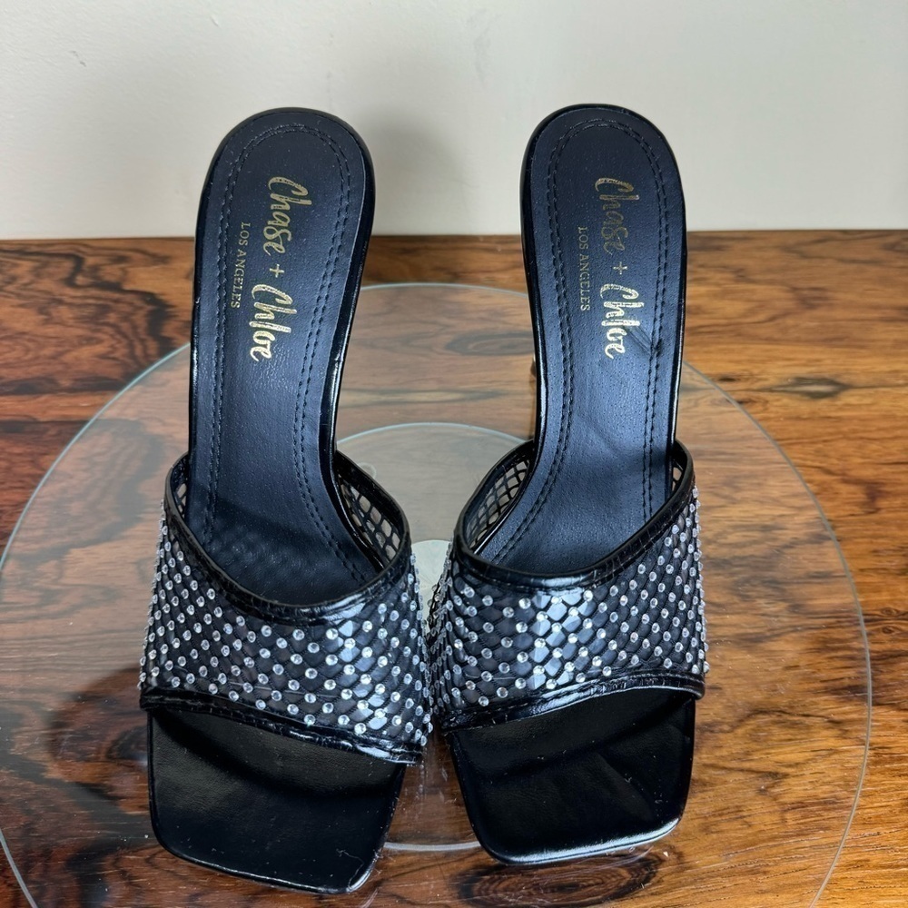 Chase and Chloe Ariane Rhinestone Mesh Sandal - black - 7 - Picture 6 of 15